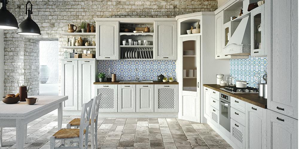 Cucina linee classiche in colore bianco - Aran Cucine