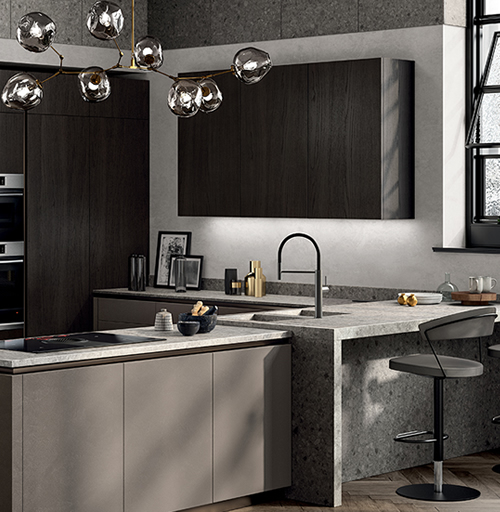 Cucina moderna colore legno scuro - Modello Liberamente Scavolini